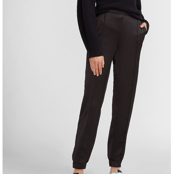 Express Pants - Express High Waisted Satin Jogger Pants